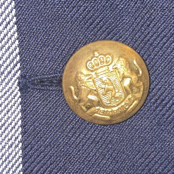 Y2k Leslie Fay Navy and White Checkered Blazer Dress with Gold Buttons - Picture 4 of 7